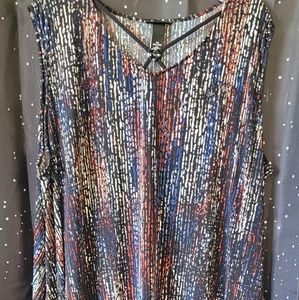 Catherine's 3X handkerchief multi colored sleeveless dress.
